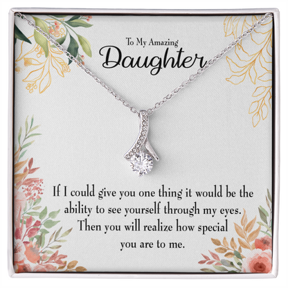 To My Daughter Ability to See Alluring Ribbon Necklace Message Card-Express Your Love Gifts