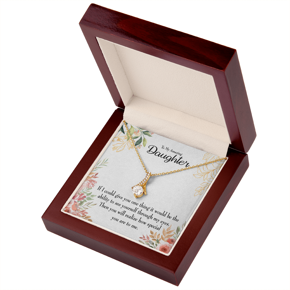 To My Daughter Ability to See Alluring Ribbon Necklace Message Card-Express Your Love Gifts