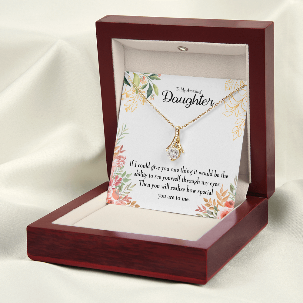 To My Daughter Ability to See Alluring Ribbon Necklace Message Card-Express Your Love Gifts