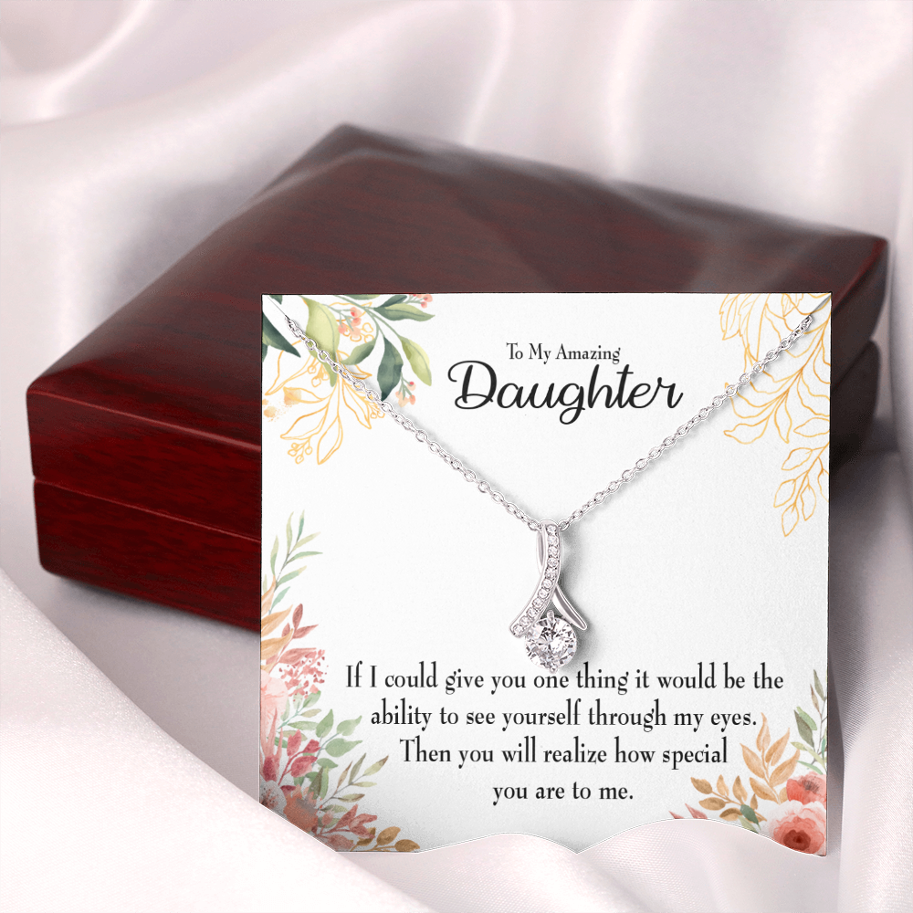 To My Daughter Ability to See Alluring Ribbon Necklace Message Card-Express Your Love Gifts