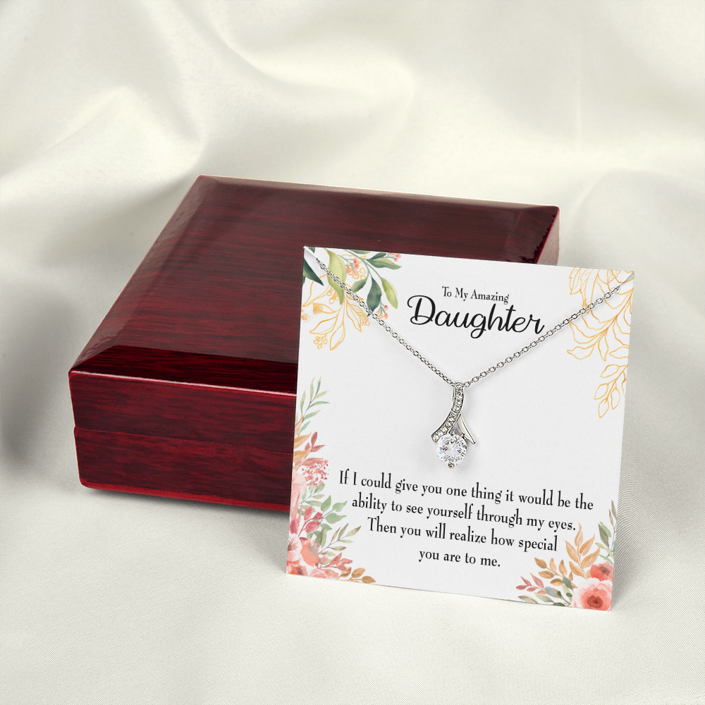 To My Daughter Ability to See Alluring Ribbon Necklace Message Card-Express Your Love Gifts