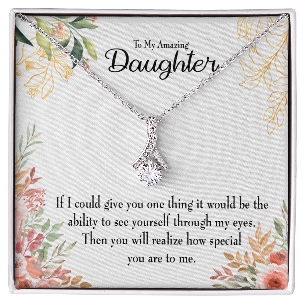 To My Daughter Ability to See Alluring Ribbon Necklace Message Card-Express Your Love Gifts