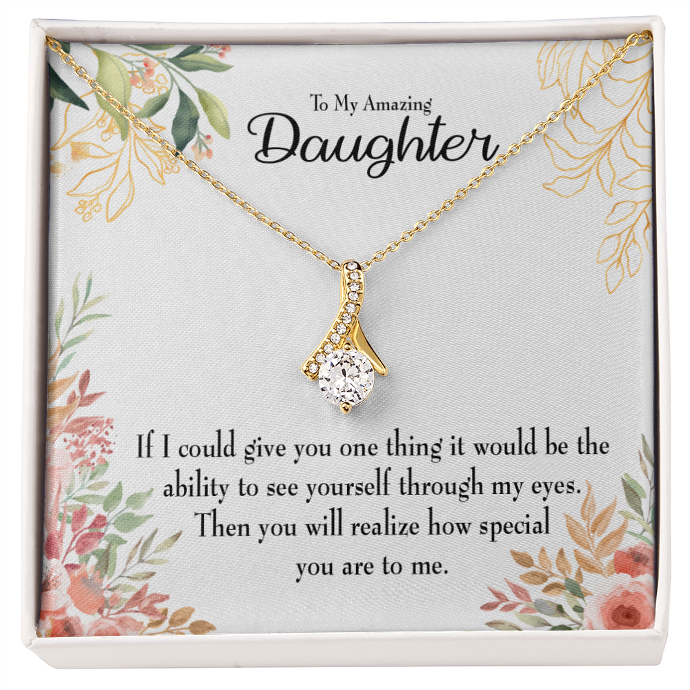 To My Daughter Ability to See Alluring Ribbon Necklace Message Card-Express Your Love Gifts