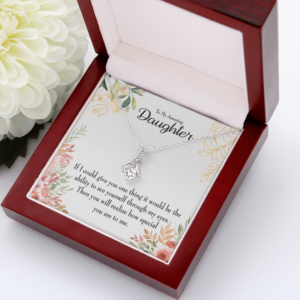 To My Daughter Ability to See Alluring Ribbon Necklace Message Card-Express Your Love Gifts