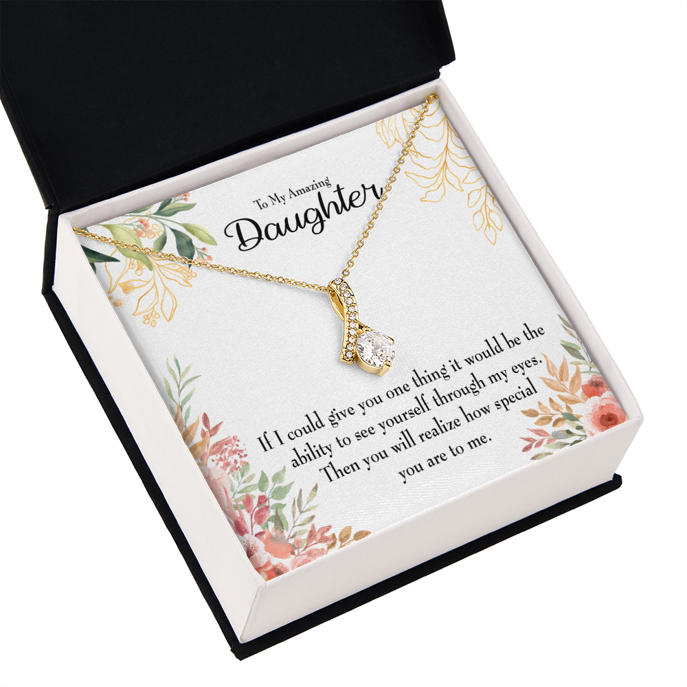 To My Daughter Ability to See Alluring Ribbon Necklace Message Card-Express Your Love Gifts
