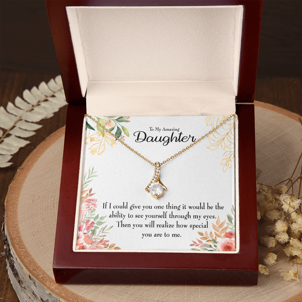 To My Daughter Ability to See Alluring Ribbon Necklace Message Card-Express Your Love Gifts