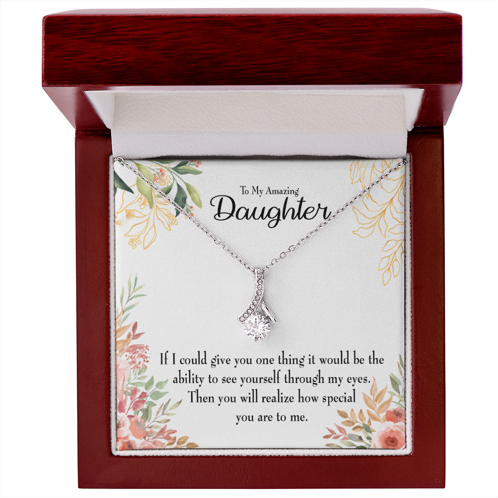 To My Daughter Ability to See Alluring Ribbon Necklace Message Card-Express Your Love Gifts