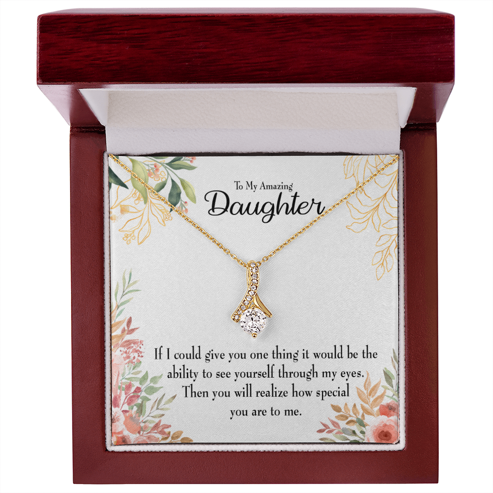 To My Daughter Ability to See Alluring Ribbon Necklace Message Card-Express Your Love Gifts