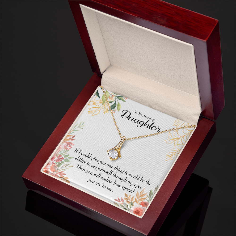 To My Daughter Ability to See Alluring Ribbon Necklace Message Card-Express Your Love Gifts