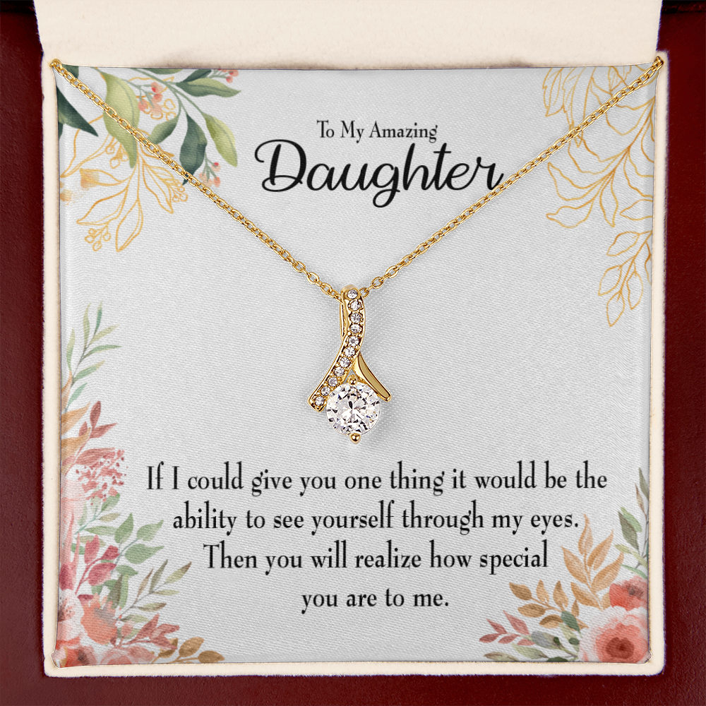 To My Daughter Ability to See Alluring Ribbon Necklace Message Card-Express Your Love Gifts