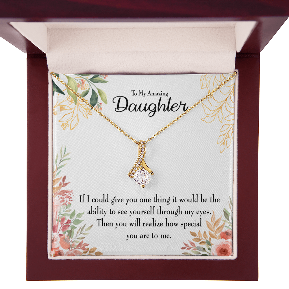 To My Daughter Ability to See Alluring Ribbon Necklace Message Card-Express Your Love Gifts