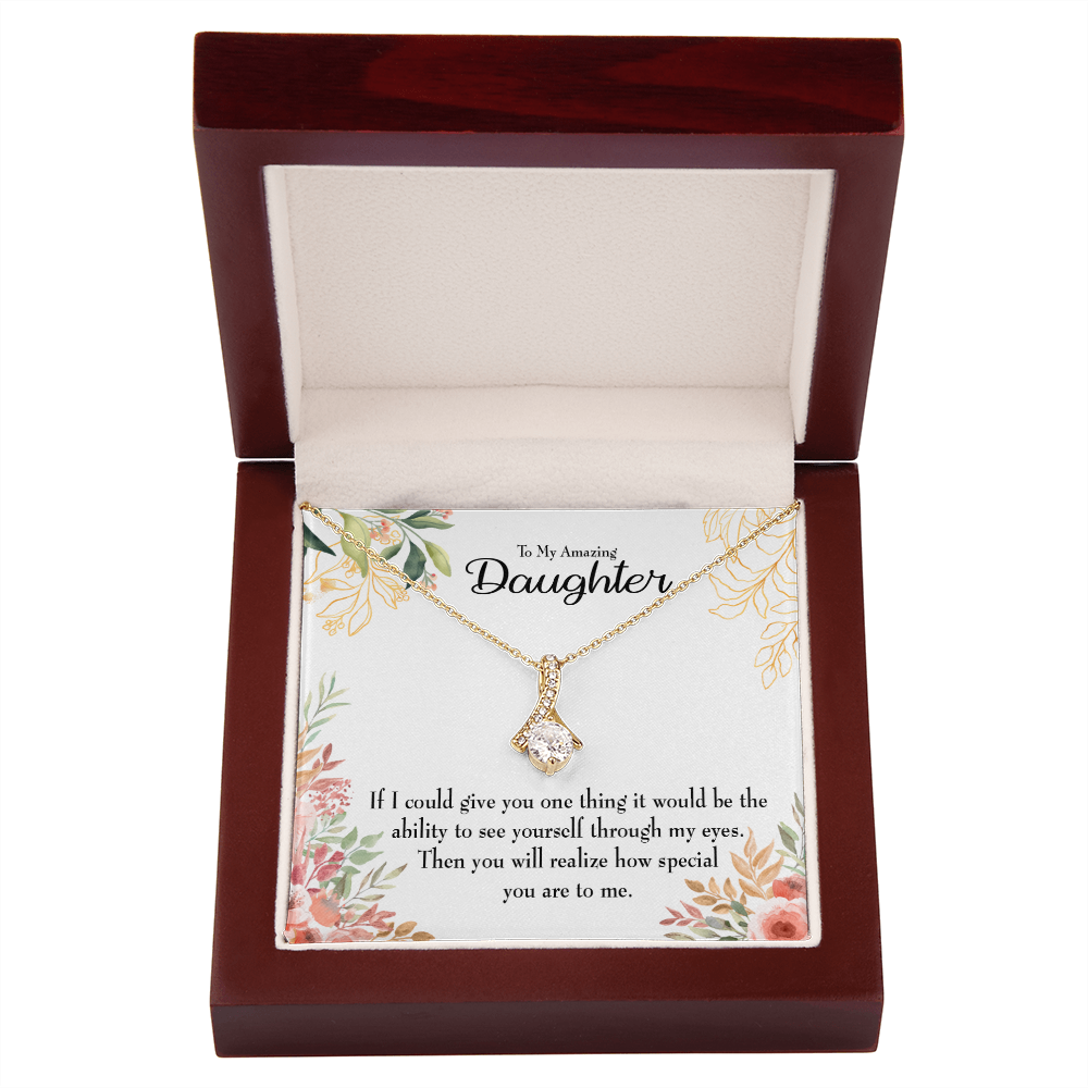 To My Daughter Ability to See Alluring Ribbon Necklace Message Card-Express Your Love Gifts