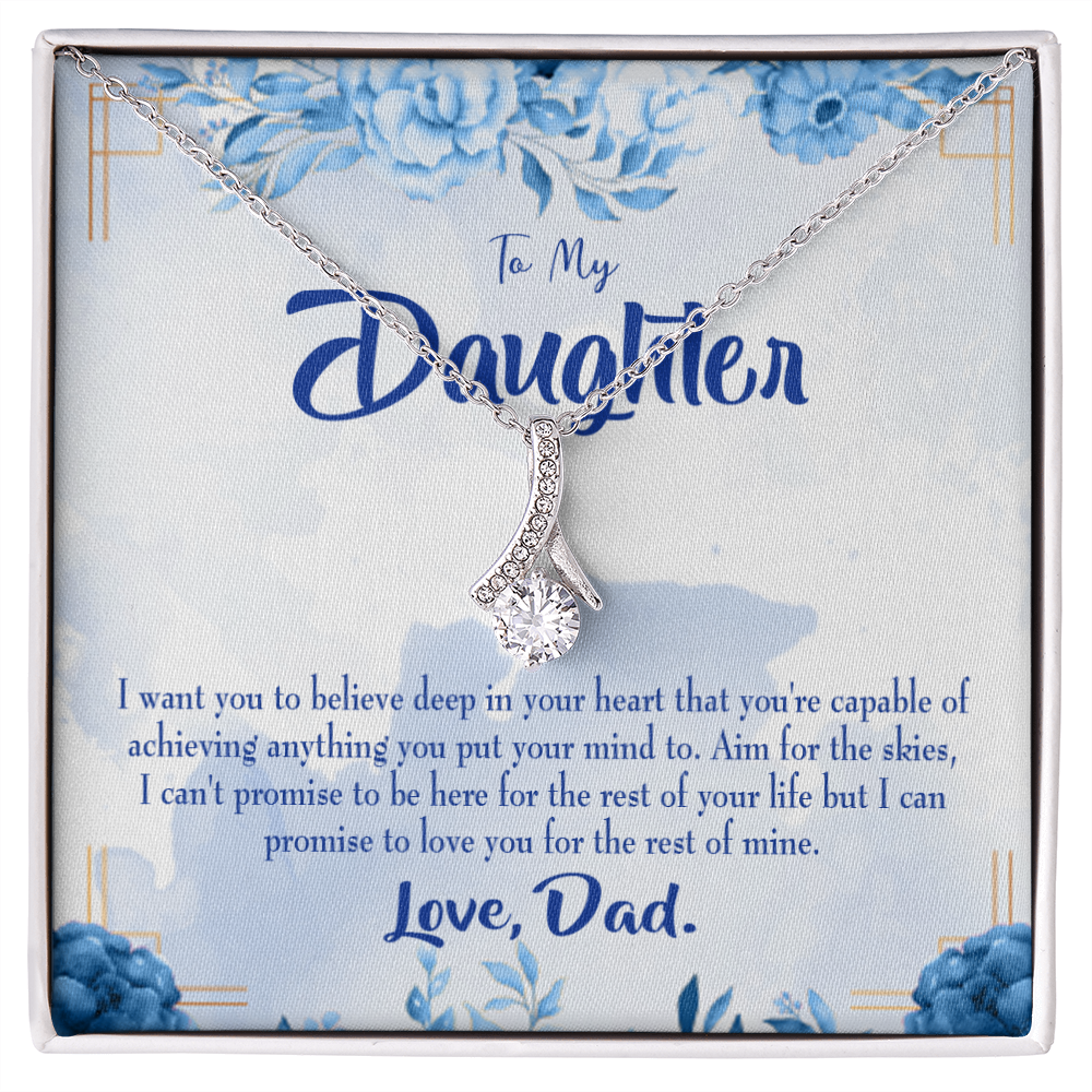 To My Daughter Aim For the Skies From Dad Alluring Ribbon Necklace Message Card-Express Your Love Gifts