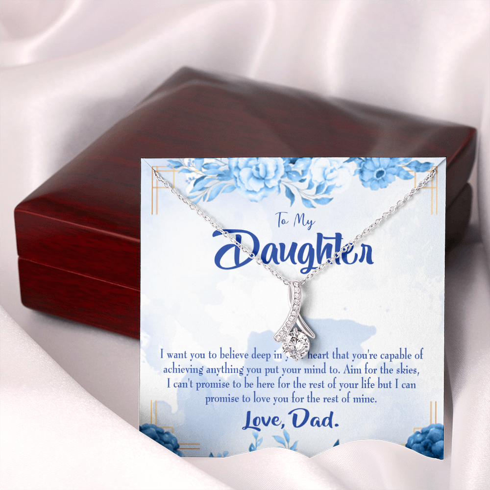 To My Daughter Aim For the Skies From Dad Alluring Ribbon Necklace Message Card-Express Your Love Gifts