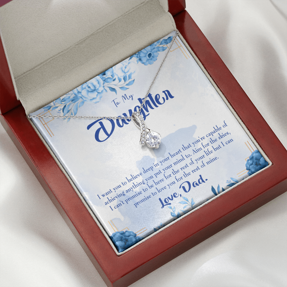 To My Daughter Aim For the Skies From Dad Alluring Ribbon Necklace Message Card-Express Your Love Gifts