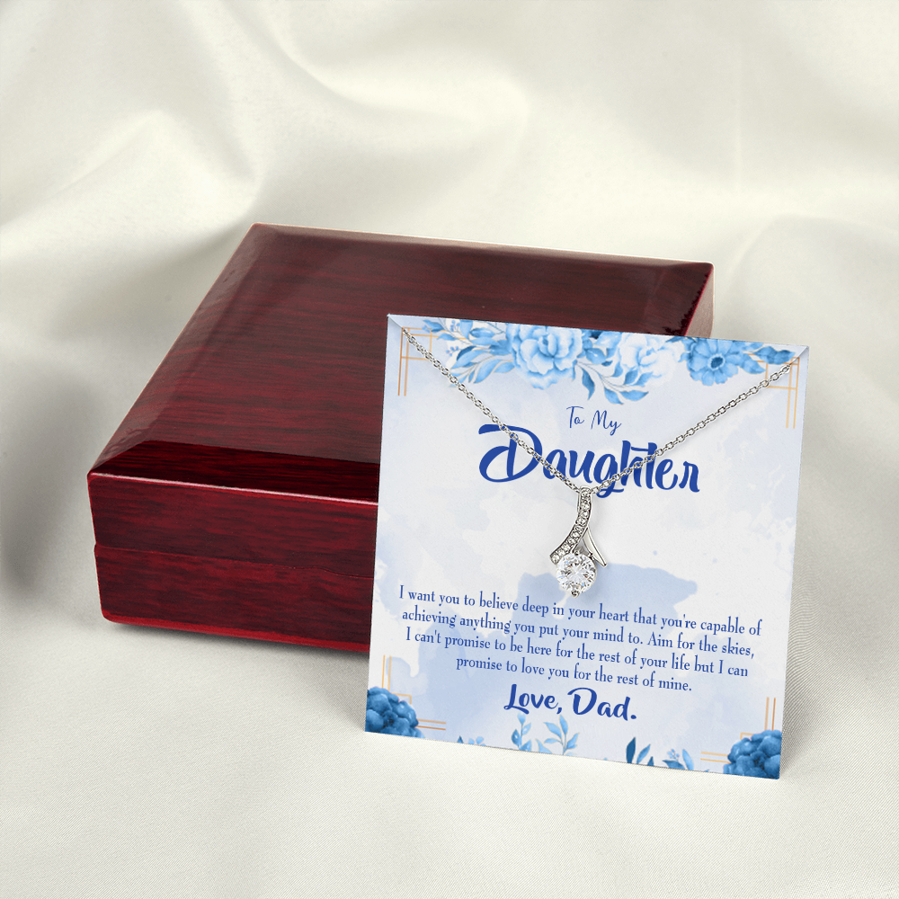 To My Daughter Aim For the Skies From Dad Alluring Ribbon Necklace Message Card-Express Your Love Gifts