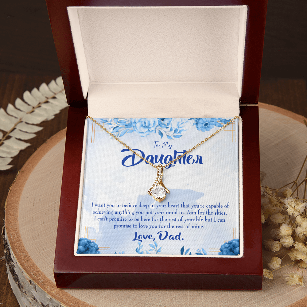 To My Daughter Aim For the Skies From Dad Alluring Ribbon Necklace Message Card-Express Your Love Gifts