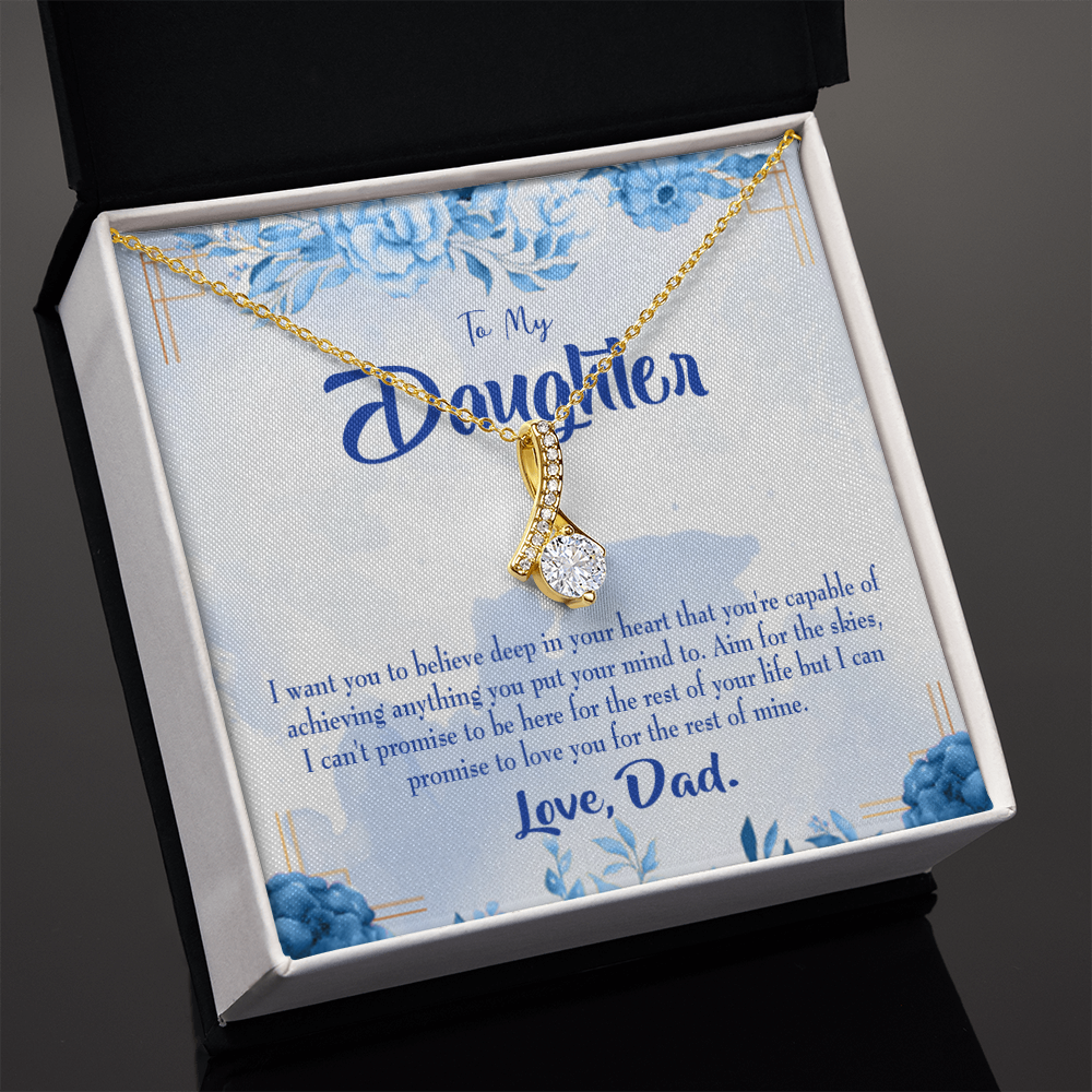 To My Daughter Aim For the Skies From Dad Alluring Ribbon Necklace Message Card-Express Your Love Gifts
