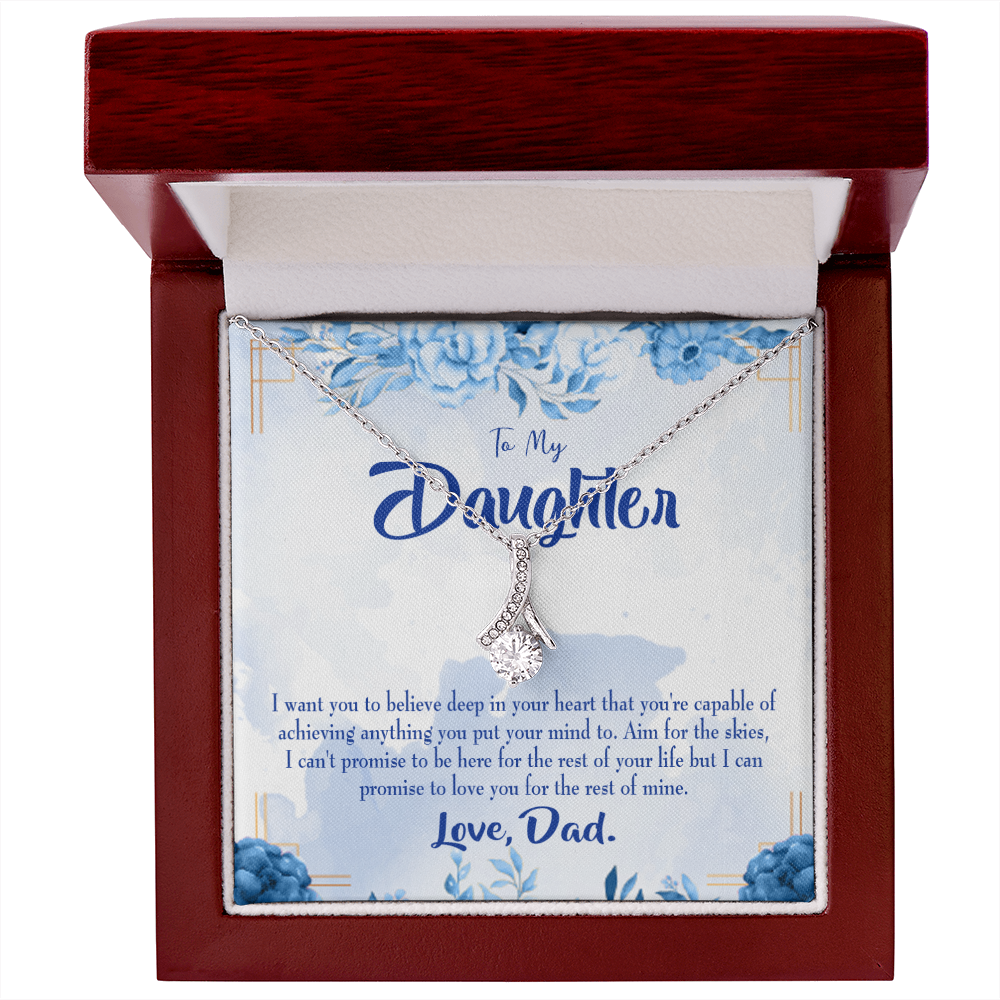 To My Daughter Aim For the Skies From Dad Alluring Ribbon Necklace Message Card-Express Your Love Gifts