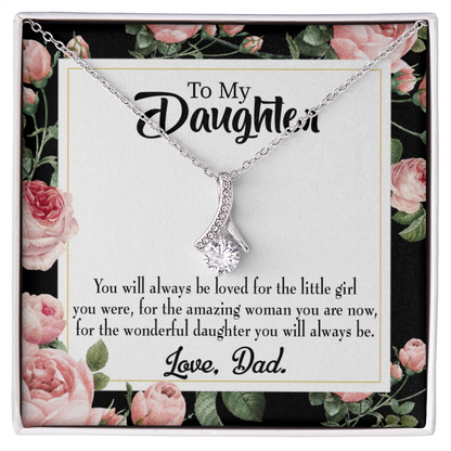 To My Daughter Always Be Dad's Little Girl Alluring Ribbon Necklace Message Card-Express Your Love Gifts