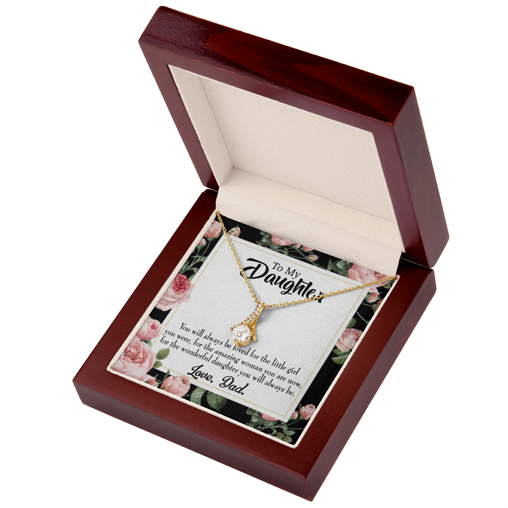 To My Daughter Always Be Dad's Little Girl Alluring Ribbon Necklace Message Card-Express Your Love Gifts