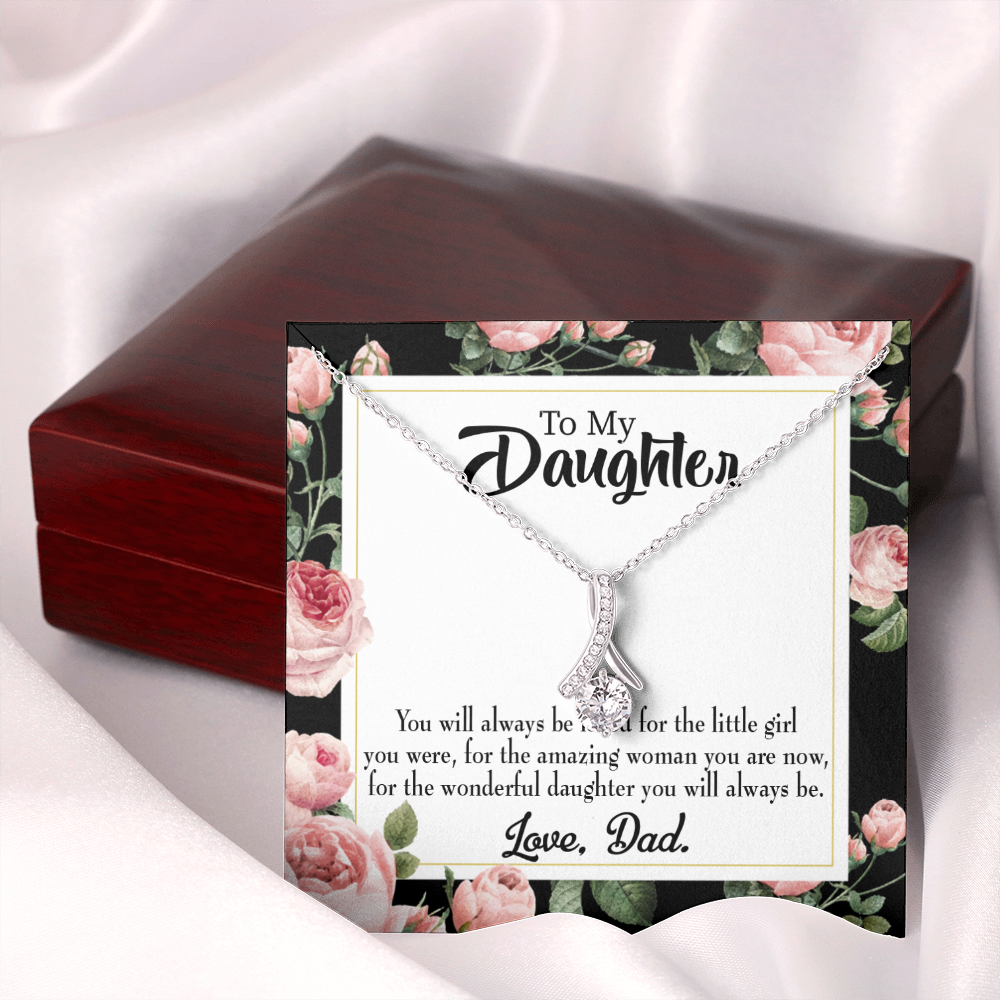 To My Daughter Always Be Dad's Little Girl Alluring Ribbon Necklace Message Card-Express Your Love Gifts