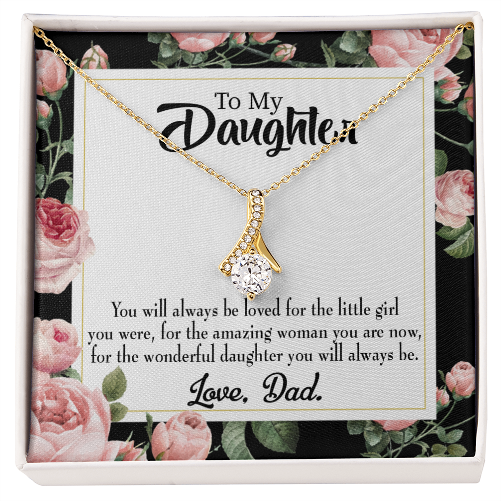 To My Daughter Always Be Dad's Little Girl Alluring Ribbon Necklace Message Card-Express Your Love Gifts