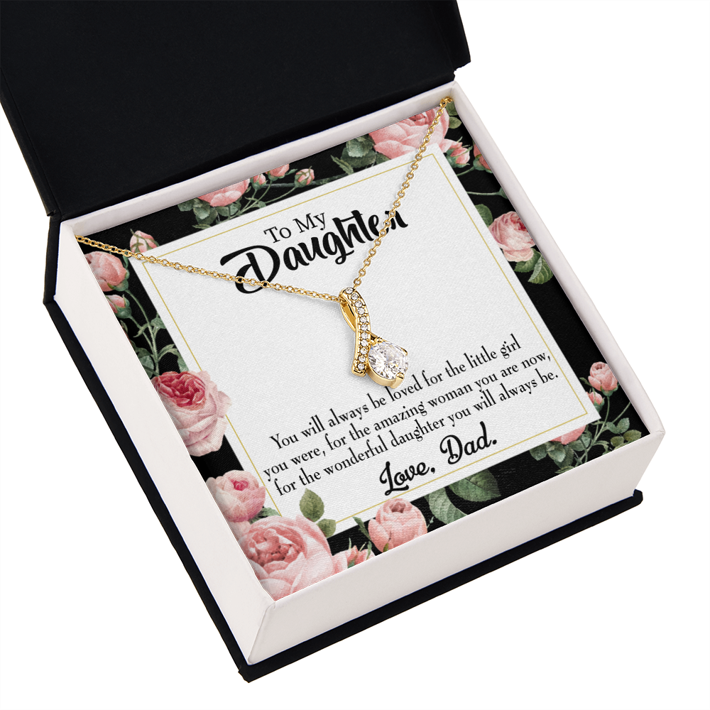 To My Daughter Always Be Dad's Little Girl Alluring Ribbon Necklace Message Card-Express Your Love Gifts