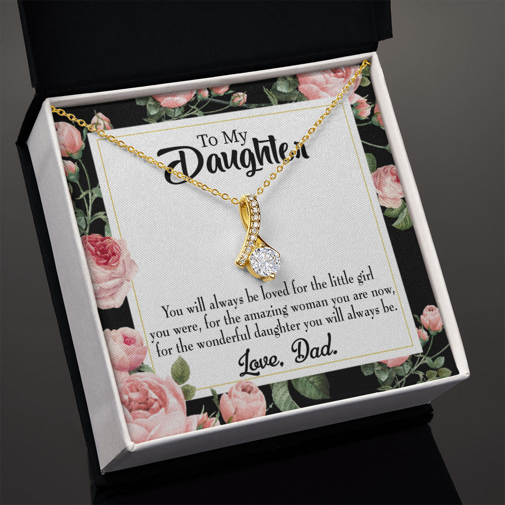 To My Daughter Always Be Dad's Little Girl Alluring Ribbon Necklace Message Card-Express Your Love Gifts
