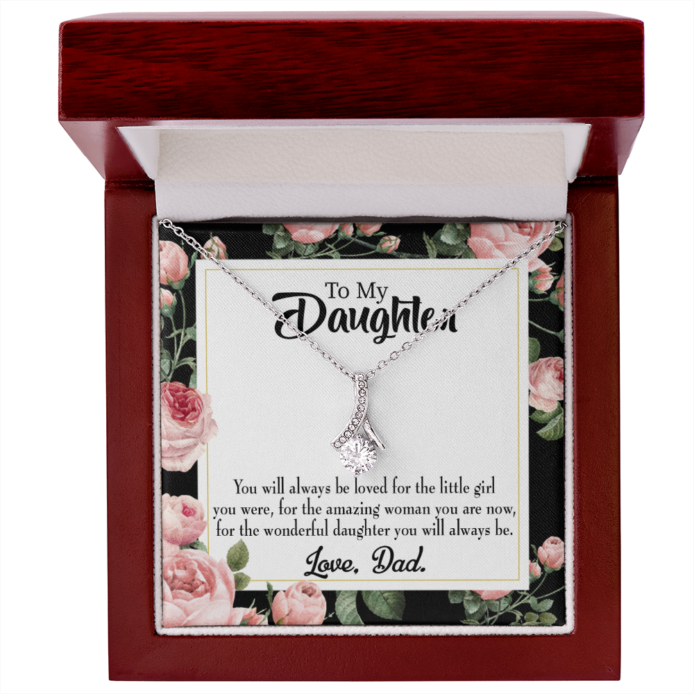 To My Daughter Always Be Dad's Little Girl Alluring Ribbon Necklace Message Card-Express Your Love Gifts