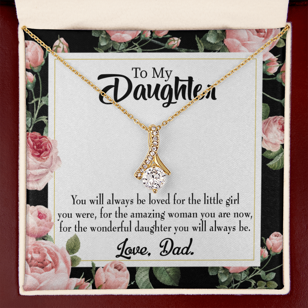 To My Daughter Always Be Dad's Little Girl Alluring Ribbon Necklace Message Card-Express Your Love Gifts