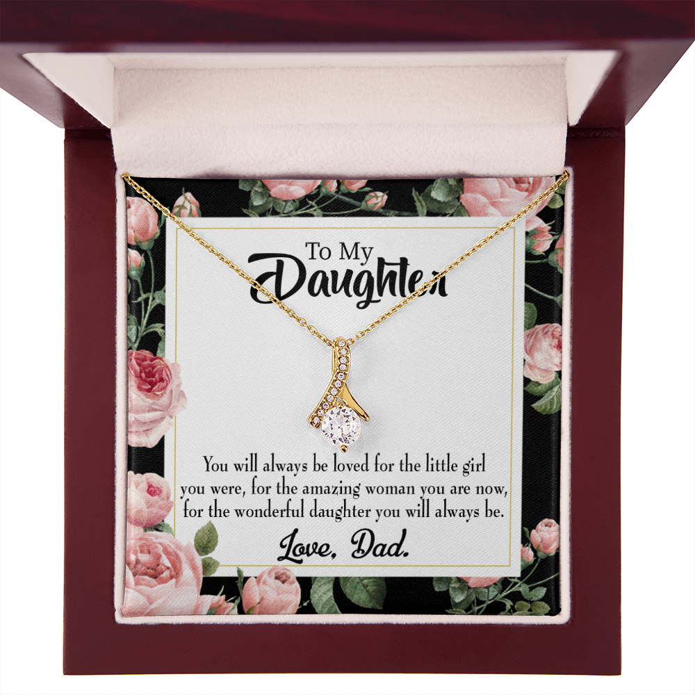 To My Daughter Always Be Dad's Little Girl Alluring Ribbon Necklace Message Card-Express Your Love Gifts