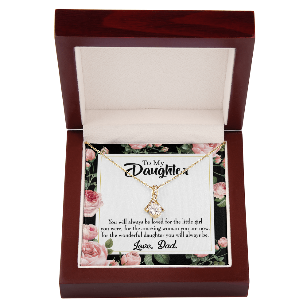 To My Daughter Always Be Dad's Little Girl Alluring Ribbon Necklace Message Card-Express Your Love Gifts