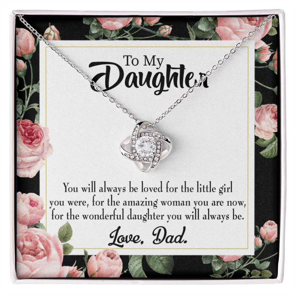 To My Daughter Always be Dad's Little Girl Infinity Knot Necklace Message Card-Express Your Love Gifts