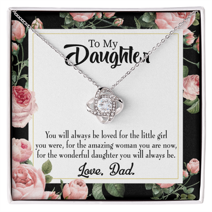 To My Daughter Always be Dad's Little Girl Infinity Knot Necklace Message Card-Express Your Love Gifts