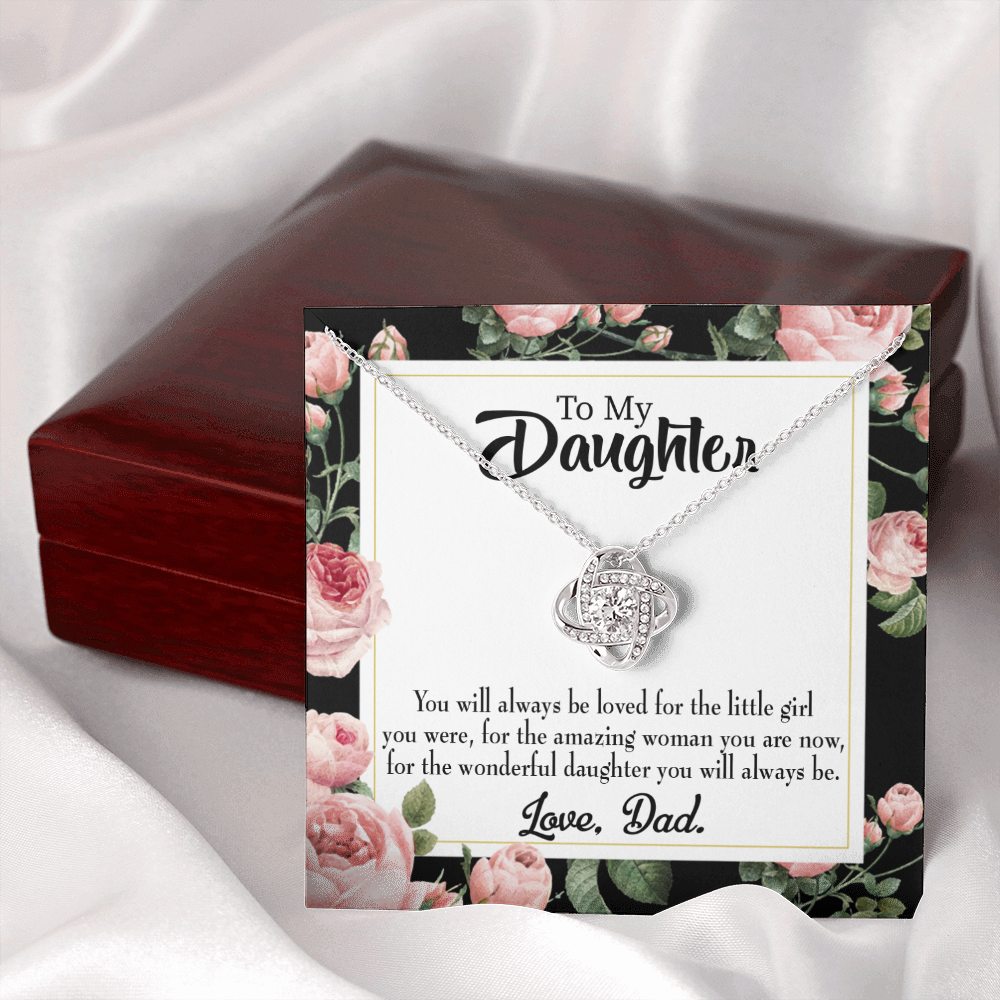 To My Daughter Always be Dad's Little Girl Infinity Knot Necklace Message Card-Express Your Love Gifts