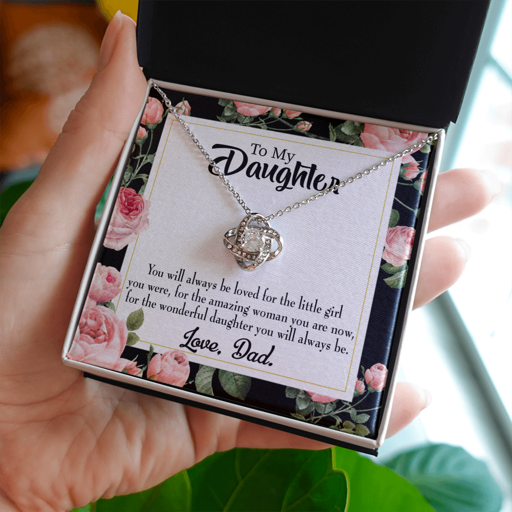 To My Daughter Always be Dad's Little Girl Infinity Knot Necklace Message Card-Express Your Love Gifts