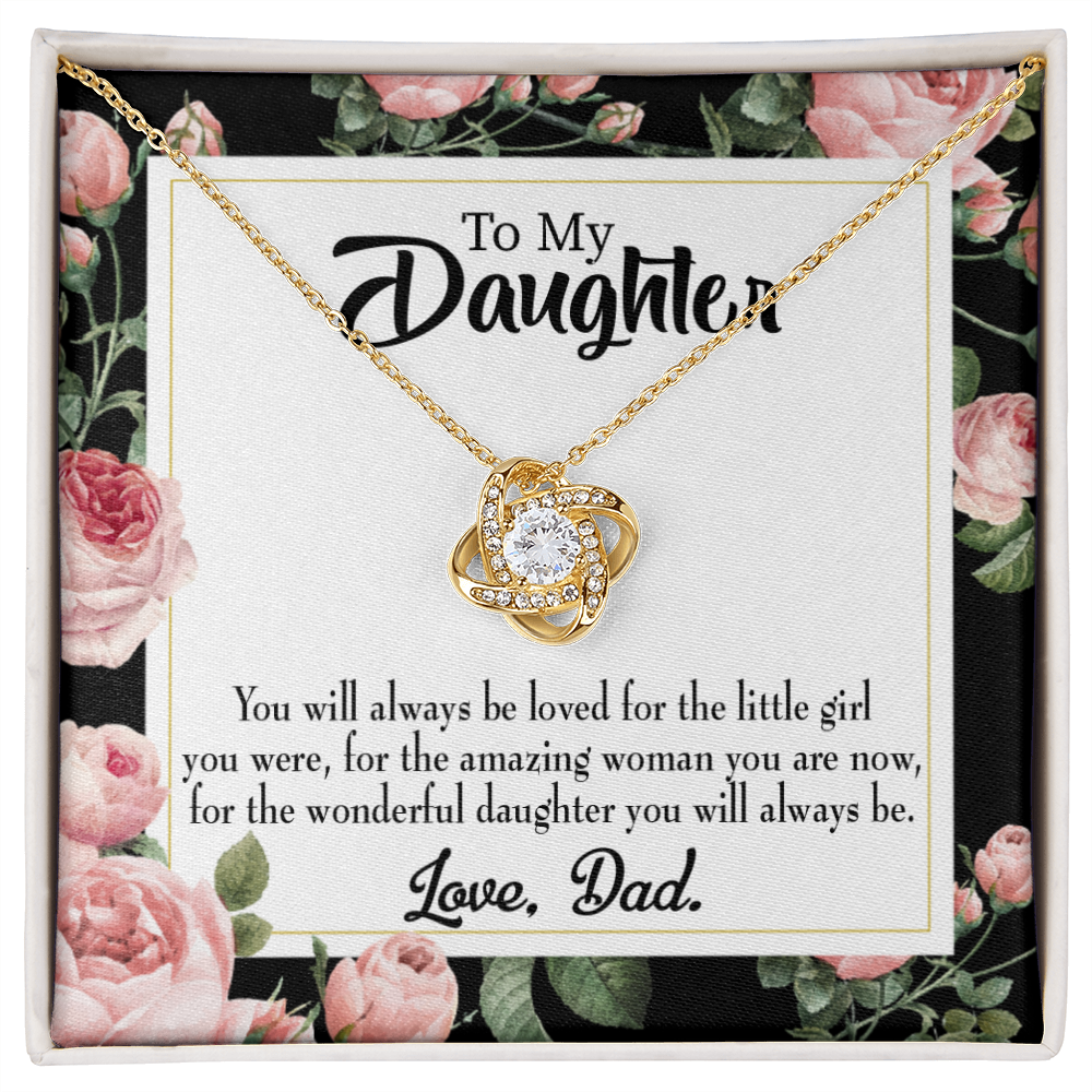 To My Daughter Always be Dad's Little Girl Infinity Knot Necklace Message Card-Express Your Love Gifts