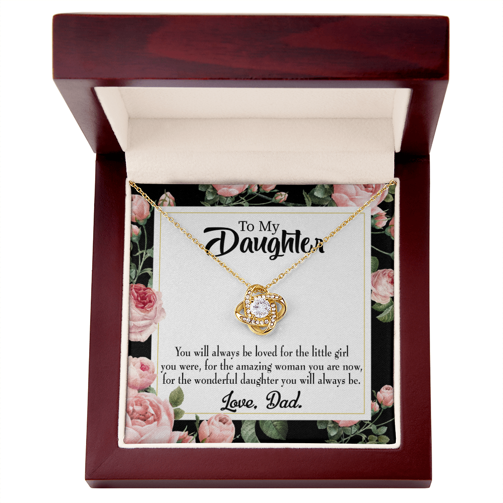 To My Daughter Always be Dad's Little Girl Infinity Knot Necklace Message Card-Express Your Love Gifts
