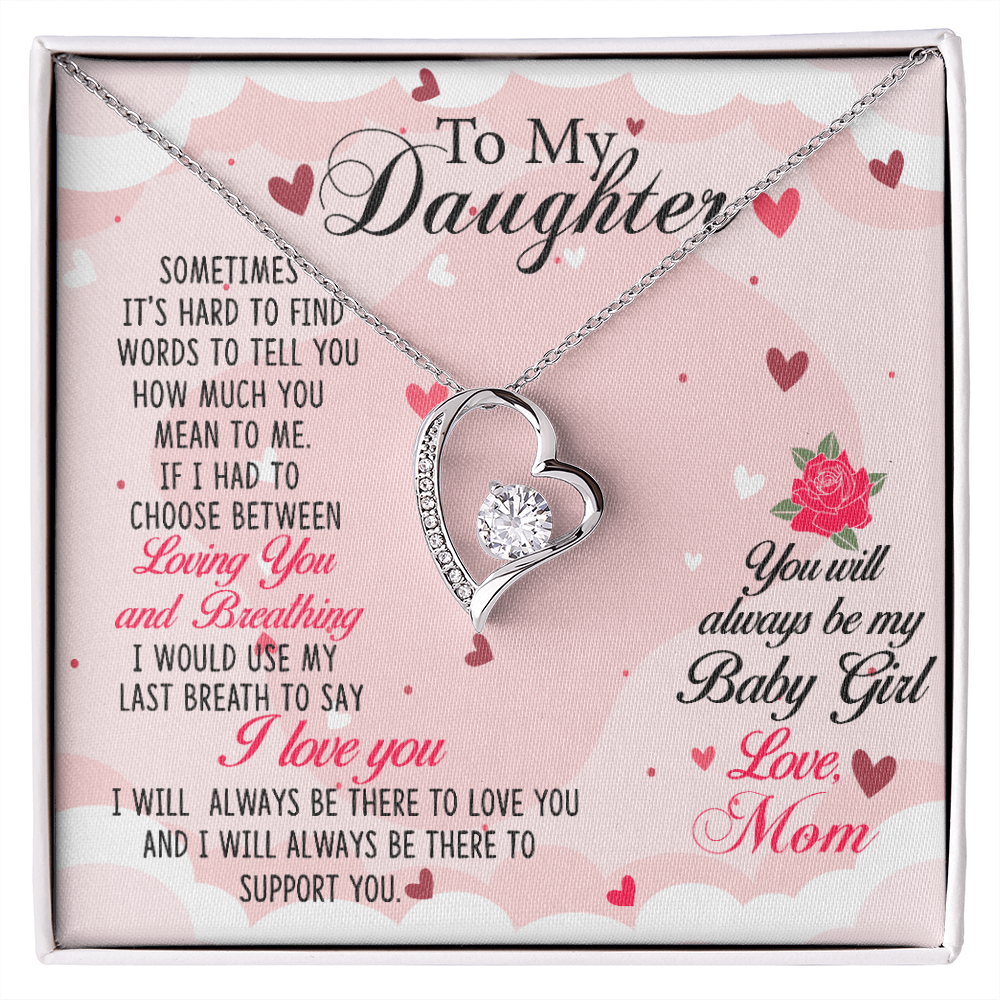 To My Daughter Always Be My Baby Girl From Mom Forever Necklace w Message Card-Express Your Love Gifts
