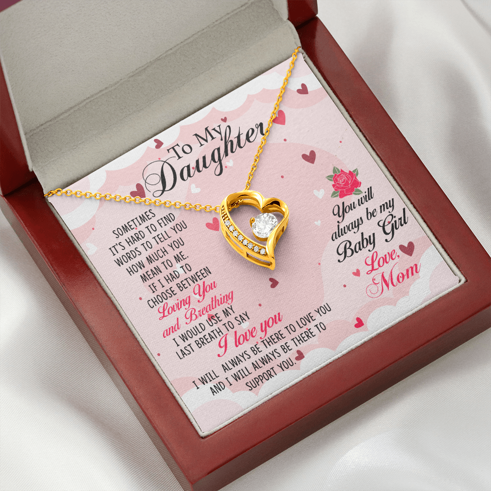 To My Daughter Always Be My Baby Girl From Mom Forever Necklace w Message Card-Express Your Love Gifts