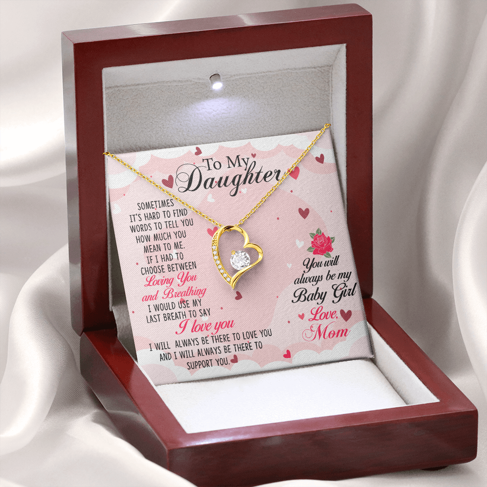 To My Daughter Always Be My Baby Girl From Mom Forever Necklace w Message Card-Express Your Love Gifts
