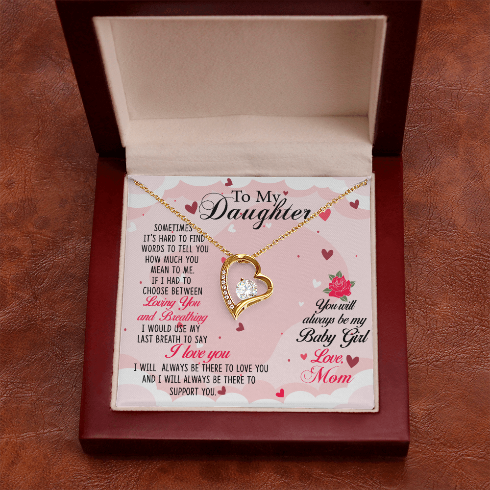 To My Daughter Always Be My Baby Girl From Mom Forever Necklace w Message Card-Express Your Love Gifts