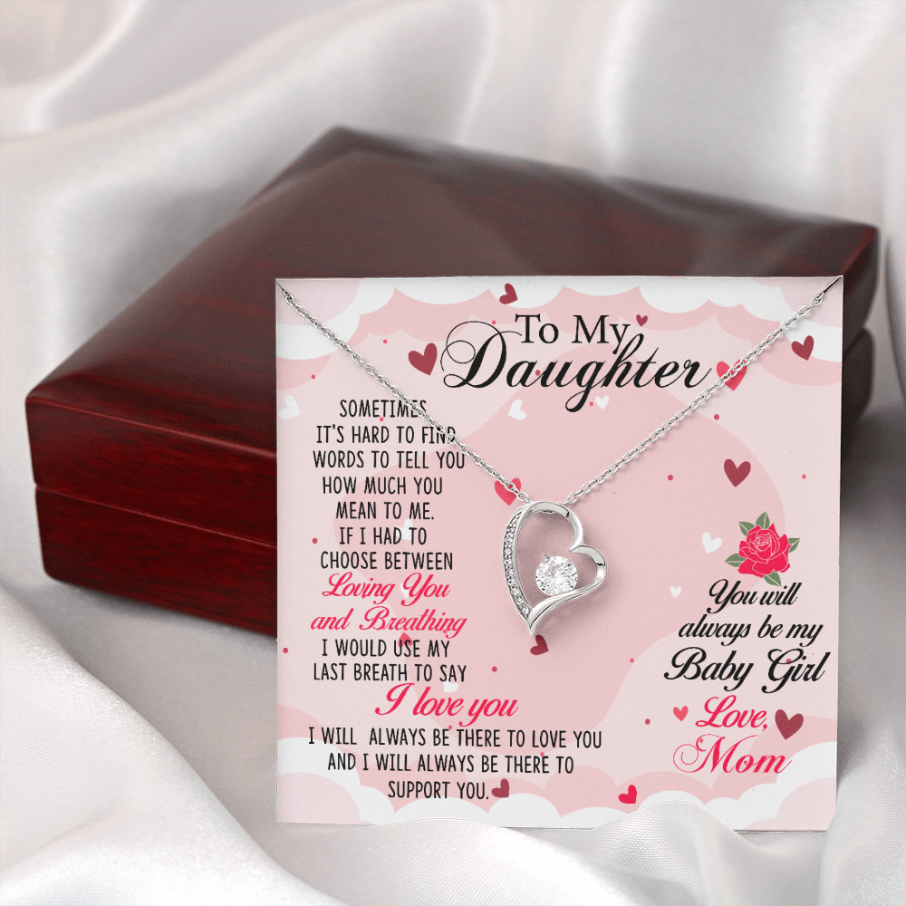 To My Daughter Always Be My Baby Girl From Mom Forever Necklace w Message Card-Express Your Love Gifts