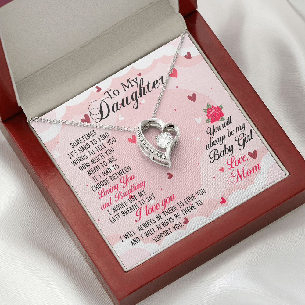 To My Daughter Always Be My Baby Girl From Mom Forever Necklace w Message Card-Express Your Love Gifts