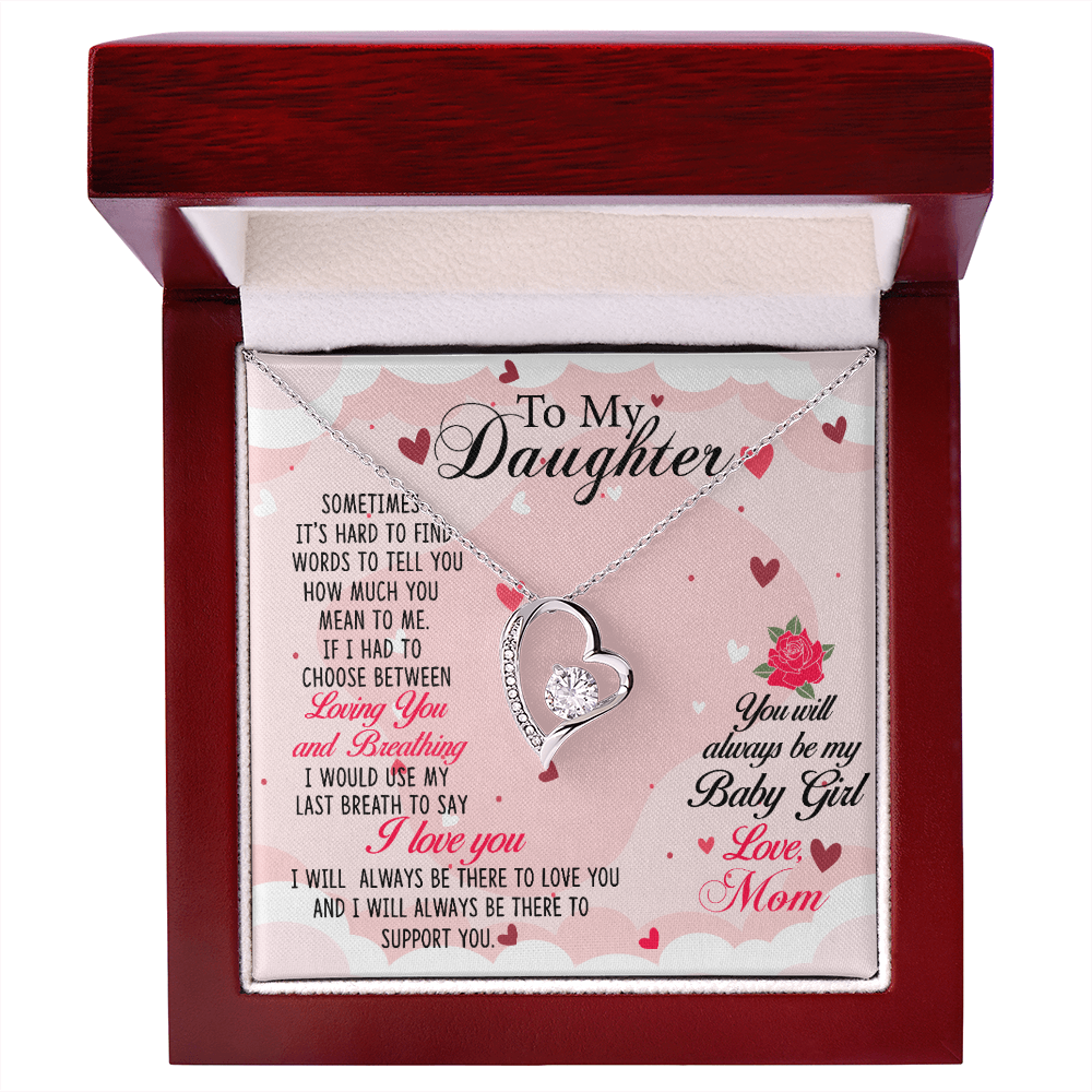 To My Daughter Always Be My Baby Girl From Mom Forever Necklace w Message Card-Express Your Love Gifts