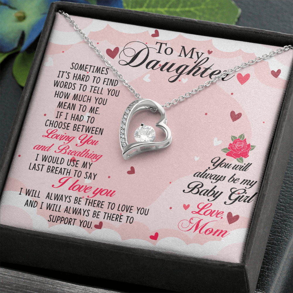 To My Daughter Always Be My Baby Girl From Mom Forever Necklace w Message Card-Express Your Love Gifts