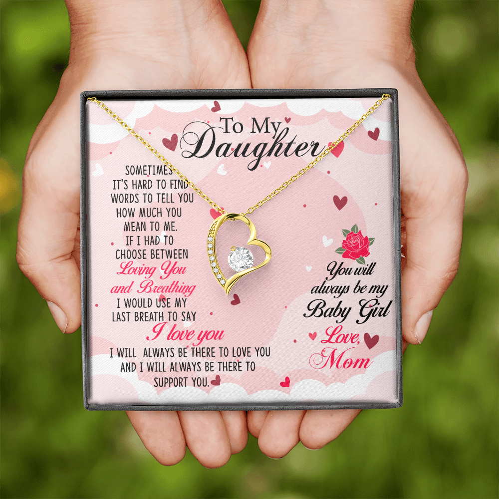 To My Daughter Always Be My Baby Girl From Mom Forever Necklace w Message Card-Express Your Love Gifts