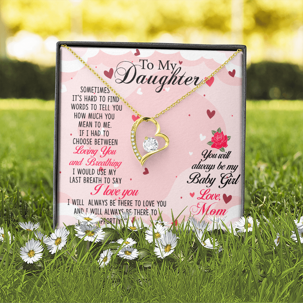 To My Daughter Always Be My Baby Girl From Mom Forever Necklace w Message Card-Express Your Love Gifts