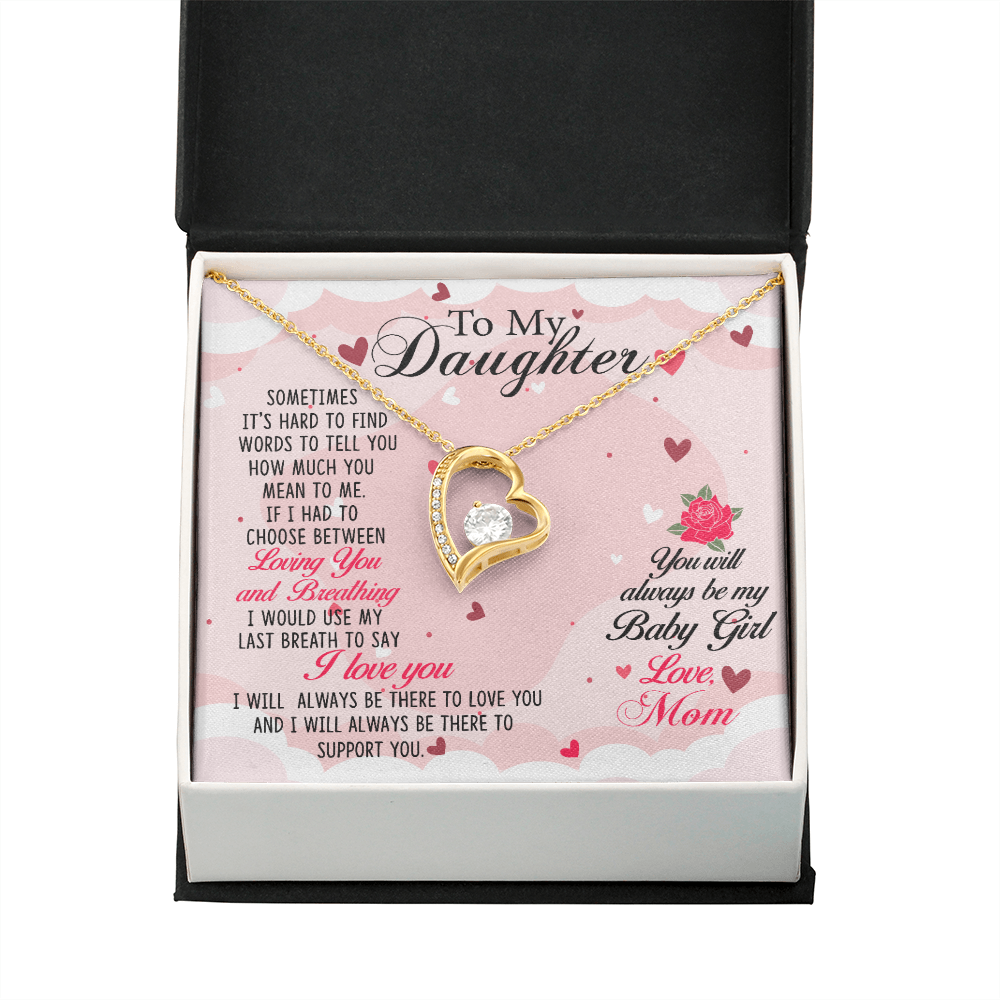 To My Daughter Always Be My Baby Girl From Mom Forever Necklace w Message Card-Express Your Love Gifts